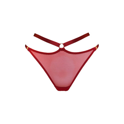 BORDELLE - MESH HARNESS THONG RED