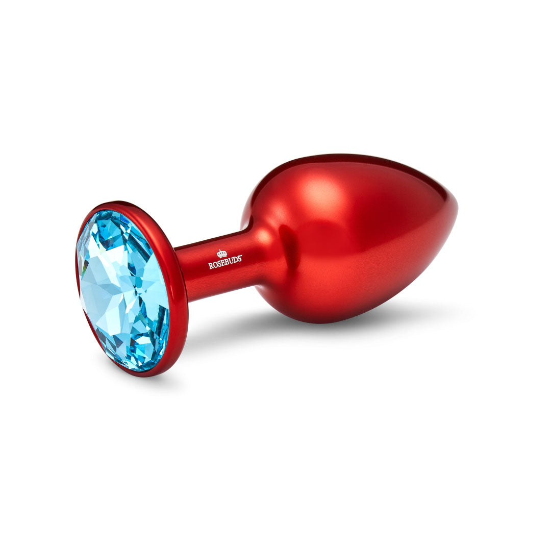 ROSEBUDS - RED ALUMINUM ANAL PLUG WITH SWAROSKI HELIOTROPE