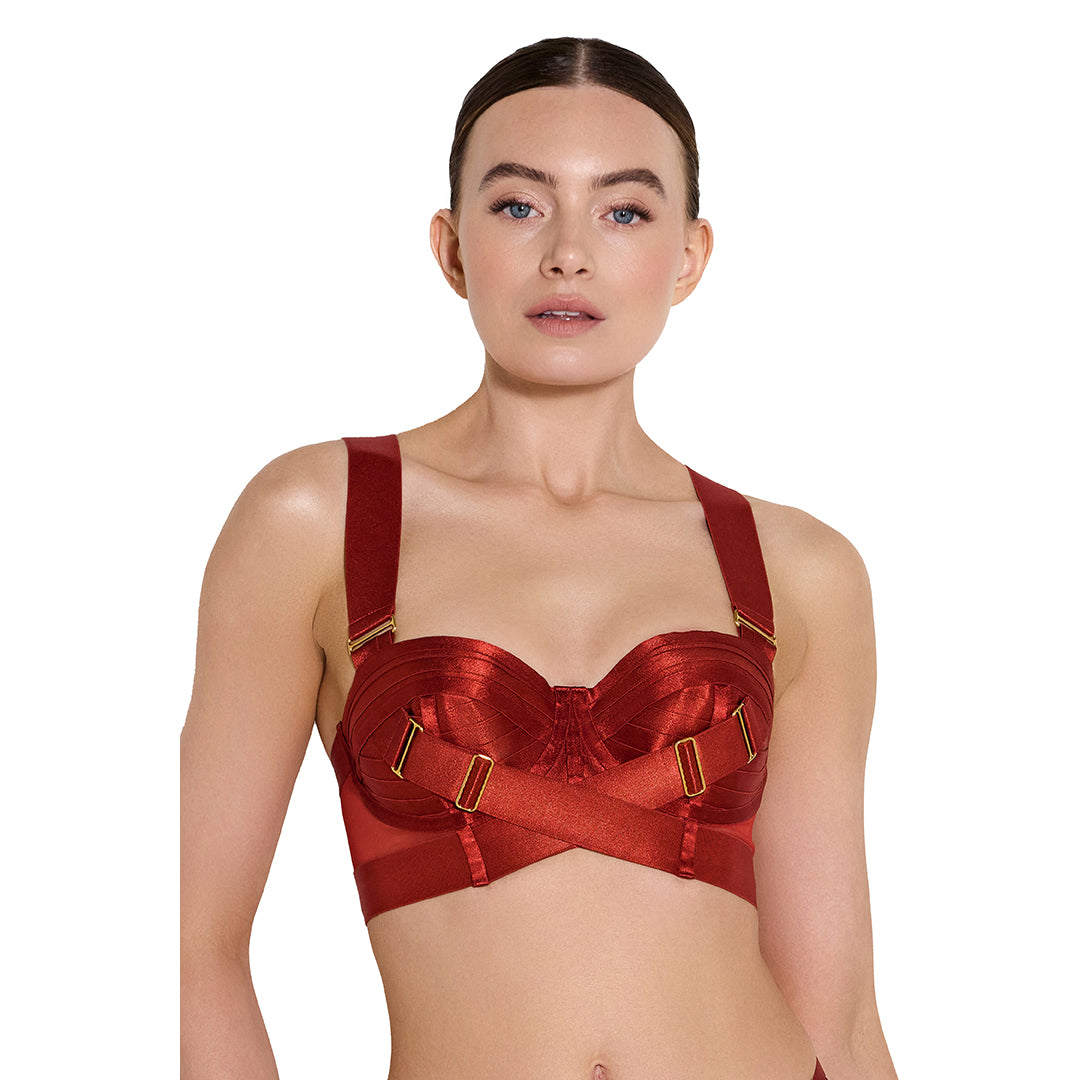 BORDELLE - PANELLED BODICE BRA RED