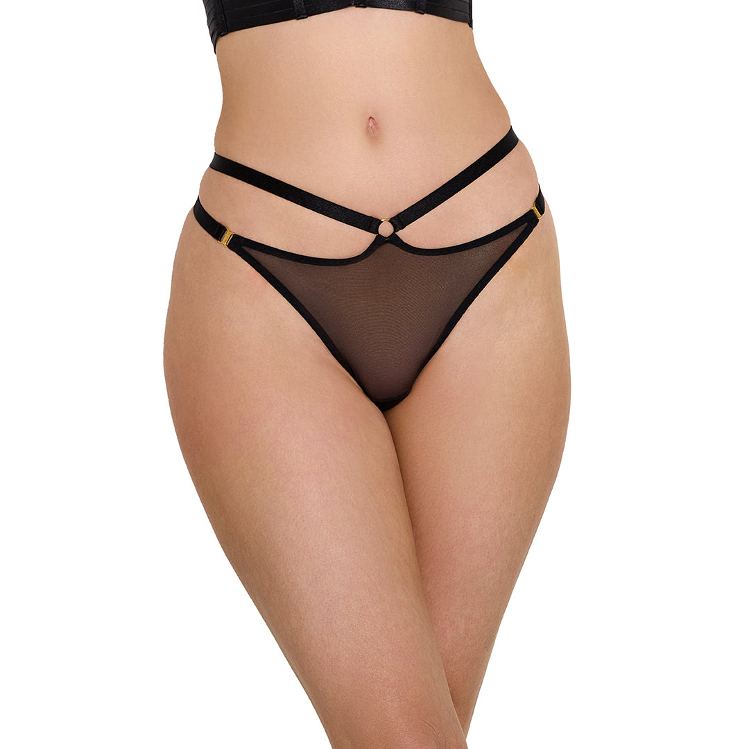 BORDELLE - MESH HARNESS THONG BLACK