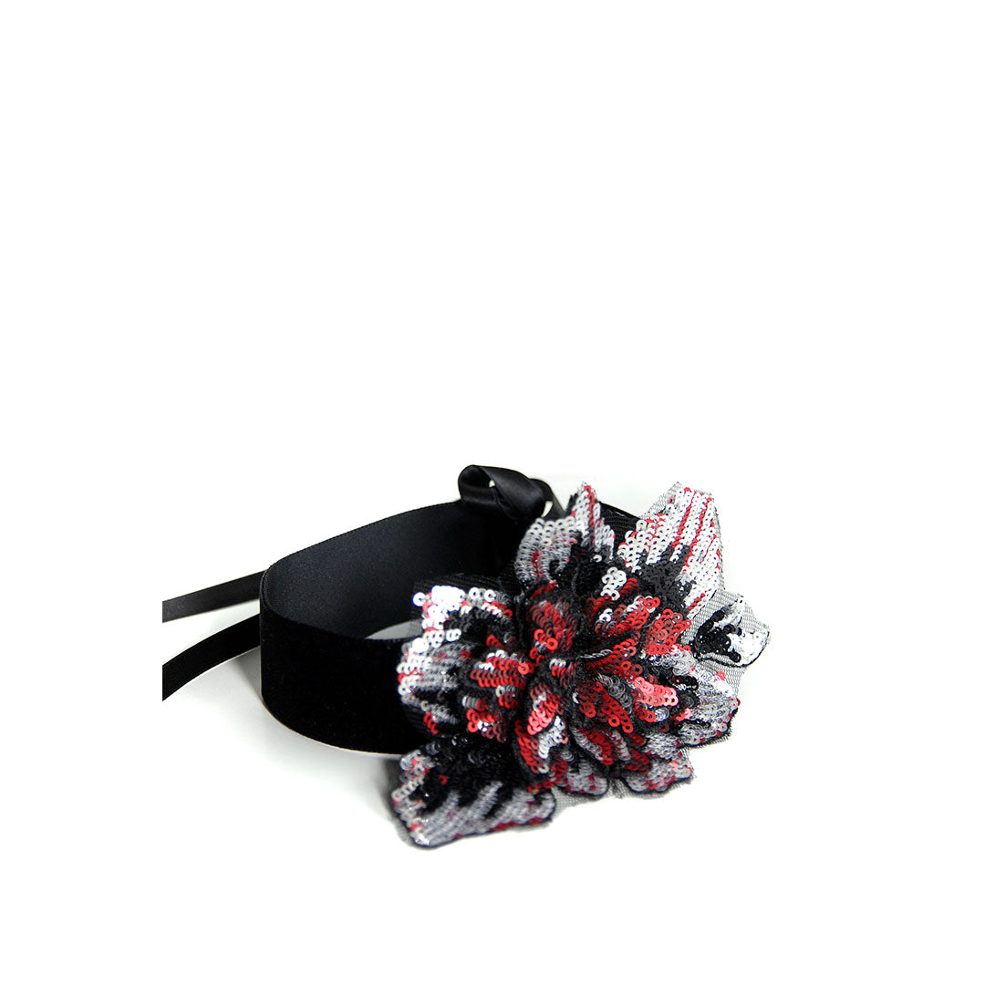 MONDIN - CHOKER CON FIORE DI PAILLETTES