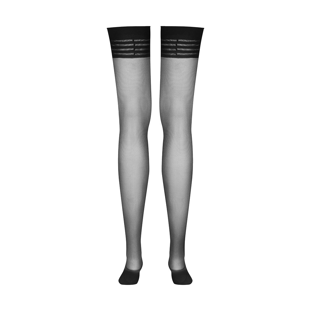 MAISON CLOSE - STOCKINGS WITH STRIPED FLOUNCE